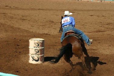 Barrel racing event at the Sierra Stampede Women's Professional Rodeo by Xandert